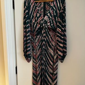 YOUNG FABULOUS & BROKE NWT Spiral Tye Dye Maxi Tallia Dress in green and red